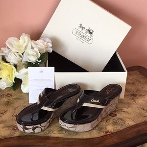 COACH shoes, Jody Crinkle Patent Wedge, size 6.5M